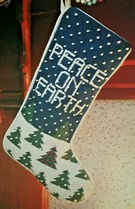 Peace on Earth Christmas Stocking ~ Needlepoint Pattern Only ~ w/ Pillow Pattern - Picture 1 of 2