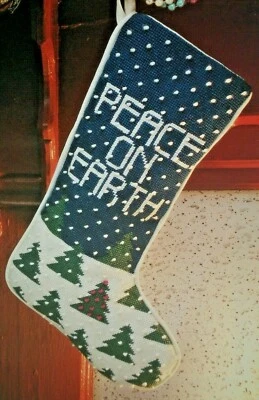 Peace on Earth Christmas Stocking ~ Needlepoint Pattern Only ~ w/ Pillow Pattern - Image 1 of 2