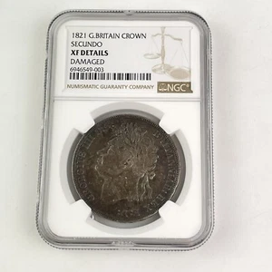 NGC Graded 1821 Great Britain Crown Secundo XF Details Damaged - Picture 1 of 5