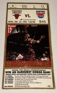 Nets Bulls NBA Ticket Stub Michael Jordan United Center Chicago Game 12/23/1996 - Picture 1 of 2