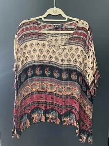 1960’s Authentic Bohemian Hippie Printed Top MED - Picture 1 of 2