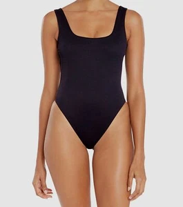 $195 Vitamin A Women's Black Stretch Reese Full Cut One Piece Swimsuit Size L/10 - Picture 1 of 3