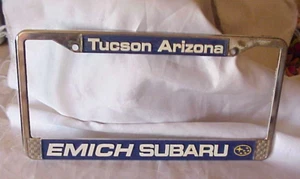 EMICH SUBARU Tucson Arizona Metal License Plate Frame AZ - Picture 1 of 3