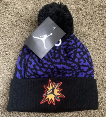 JORDAN 5 Nike Air Pom GANIE Sombrero Niños Jóvenes Talla 8/20 Concord Negro Púrpura Nuevo Foto 1 de 3