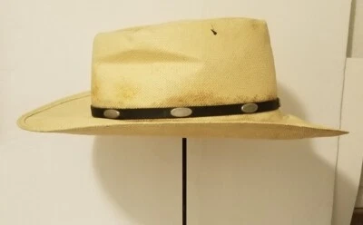 复古 Stetson Panama 帽子 7 1/8 皮革表带可以使用清洁吗? — 第 1/4 张图片
