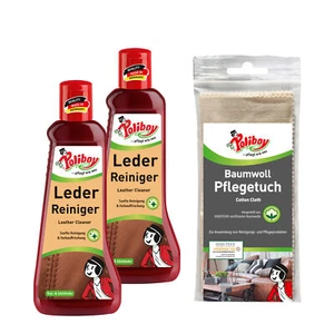 Poliboy 2er Leder Reiniger mit Baumwolltuch Kunstleder Materialmix Anlaufschutz - Bild 1 von 7