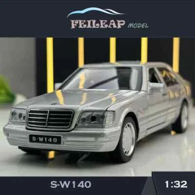 1:32 Classic Benz W140 Vintage Alloy Car Model Diecast Toy Vehicle  Sound Light - Image 1 of 4