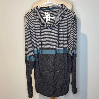 Billabong Men's Gray and Blue Striped Hoodie Sweater - Image 1 of 4