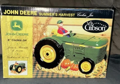 John Deere Summer Harvest Ceramic Cookie Jar Tractor 2240 W/ Dog by Gibson NIB - Image 1 of 4