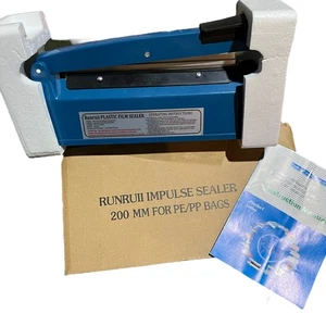 Runruii Plastic Film Sealer Manual Bags Heat Sealing Machine 12" Blue - Picture 1 of 2