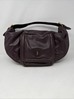 Marc By Marc Jacobs Crescent Plum Pebbled Leather Purse Hobo Bag Shoulder Strap - Image 1 of 4