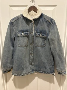 Old Navy Denim Jeans Trucker Jacke Sherpa gefüttert Kragen XS Hipster Unisex - Bild 1 von 11