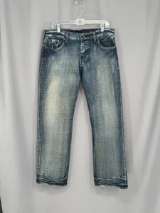 Guess Jeans Mens 34x32 Rebel Low Rise Straight Distressed Denim Pants Y2K 90s - Picture 1 of 16