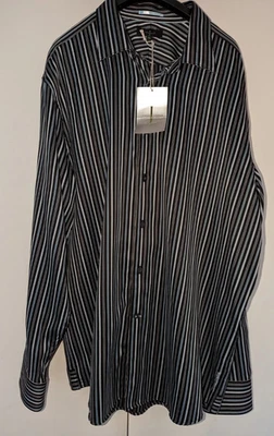 Jasper Conran Shirt Blue Pinstriped Mens Shirt Navy Size XL New Tags Long Sleeve - Image 1 of 4