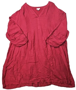 J. Jill Pleated Sheath Midi Dress Long Sleeves Women’s Size 4X V Neck - Picture 1 of 14