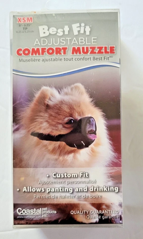 "Hocico para perro Coastal Best Fit Mesh XSM ajustable y transpirable negro 3"" - 3 1/2""" Foto 1 de 4