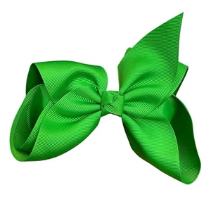Girls Green Ribbon Big Bow Hair Clip - Picture 1 of 4