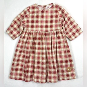 SMILING BUTTON Girls' Tartan Plaid Long Sleeve Countryside Dress Playful Size 5 - Picture 1 of 10
