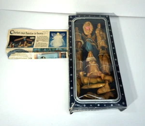 Vintage Kunststoff Merrilite Weihnachtskrippe 12-teilig handverziert 1985 - Bild 1 von 16