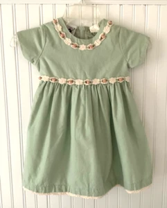 Abito vintage Good Lad bambina lino come nuovo con rose orlo pizzo taglia 2T bambino - Foto 1 di 12