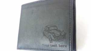 Morris Minor engraved Leather Wallet (merchandise gift present classic) - Picture 1 of 4