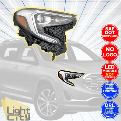 [LED with LED DRL] For 2018-2021 GMC Terrain Passenger Projector Headlight RH - Image 1 of 4