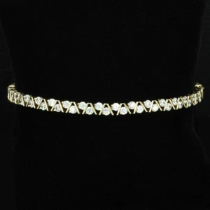 14k Yellow Gold Tennis Bracelet w/ CZ Stones - Picture 1 of 6