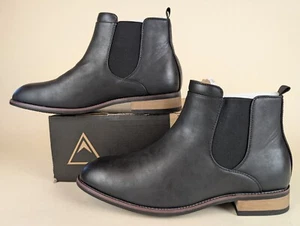 Vance Co Boots Mens 12 M Landon Dress Chelsea Black Faux Leather Ankle Shoes NEW - Picture 1 of 10