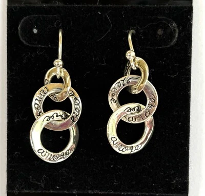 Barse 925 Sterling Silver Amore Love Triple Link Drop Earrings - Image 1 of 4
