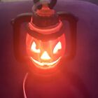 Vintage Halloween Ceramic Pumpkin Jack O Lantern Light Lamp 7.5 In  Skull Vtg