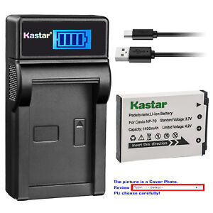 Kastar Battery LCD Charger for Casio NP-70 NP70 CNP-70 CNP70 Casio BC-70L BC70L