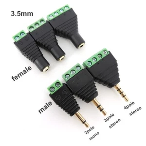 3.5mm 2 3 4 pin Pole mono Stereo 3.5 Male female AV Screw Terminal Jack 3.5 Plug - Picture 1 of 12