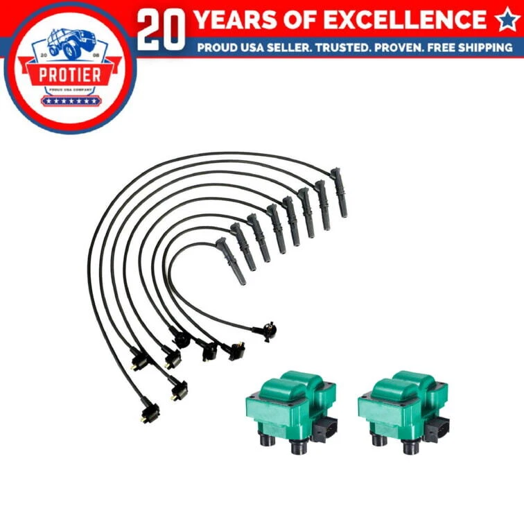 Juego de 2 bobinas de encendido + juego de cables compatibles con Ford F150 Foto 1 de 1