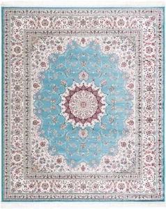 Nain Medallion Maschinengewebter Persereppich 300x250 cm-Carpet,Rug,Turquoise - Picture 1 of 8
