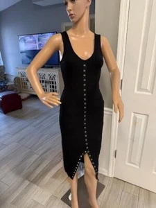 LADIES SEXY BODYCON DRESS SZ M BLACK STRETCH KNIT MIDI DRESS - PRISTINE! - Picture 1 of 9