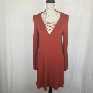 Express Rust Colored Long Sleeve Casual Dress Size M - Picture 1 of 7