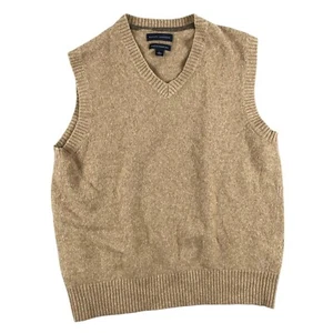 Banana Republic Sweater Vest Mens L Italian Merino Wool V Neck Pullover Tan Yarn - Picture 1 of 10