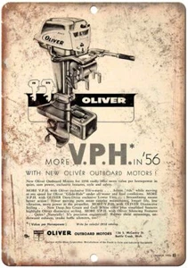 Oliver Outboard Motor Boating Ad Reproduction Metal Sign L23 - Afbeelding 1 van 2
