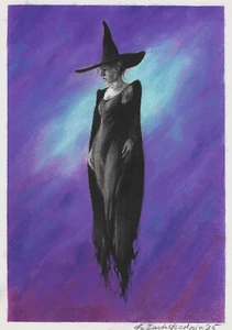original drawing A4 97ZvK artwork pastel modern witch sorceress - Picture 1 of 2
