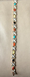 PULSERA DE COLECCIÓN IMITACIÓN ÁMBAR TURQUESA ÓNIX CORNALINA PERIDOTO CRISTAL DORADO X ESLABONES - Imagen 1 de 7