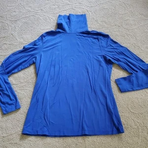 Lands' End Women's M Bright Blue Cotton Modal Turtleneck Long Sleeve Knit Top - Picture 1 of 7