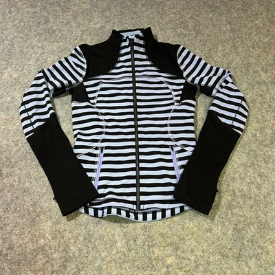 Chaqueta con Cremallera Lululemon Forme Negra Púrpura Rayas Mujer Talla 6 Luon Yoga Run Foto 1 de 4