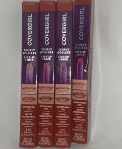 4x Cover Girl Simply Ageless Lip Flip Liner 330 BRAVE BURGUNDY Hyaluronic Com - Picture 1 of 4