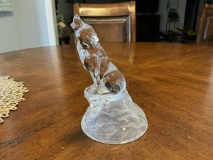 Kristall heulender Wolf - mattiertes und klares Glas, Cristal D'Arques, 6,25 Zoll hoch - Bild 1 von 13