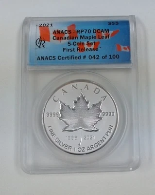 RARE 2021 Canadian PULSATING Maple Leaf Reverse PF ANACS RP70DCAM 1st Release - Image 1 of 3