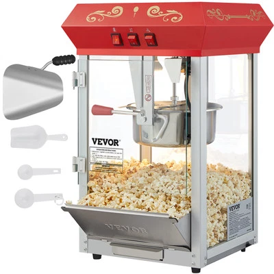 VEVOR Popcorn Popper Machine Countertop Popcorn Maker 850W 8 Oz 48 Cups Red - Image 1 of 4