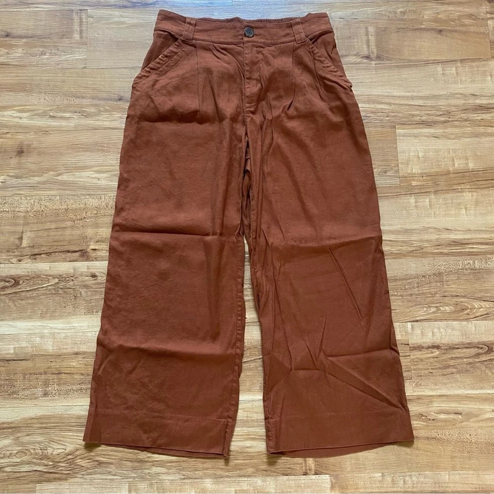 CABI M Cruise Crop Pant Sienna Brown Wide Leg Linen Blend 6478 Minimalist Preppy - Image 1 of 4
