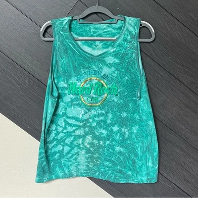Camiseta sin mangas Hard Rock Café verde tie-dye - Freeport Bahamas Foto 1 de 4