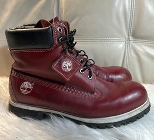 Timberland Hombres Botas Rojo Oscuro 12 12.5 M Negro 30086 Cuero Liso Etiqueta Colgante! - Imagen 1 de 16