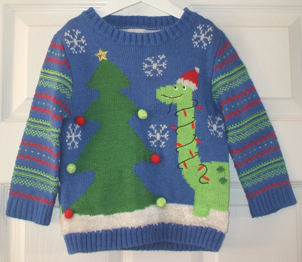 Bebé Niño Azul y Multi NAVIDAD/DINOSAURIO Jersey de George, Edad 12-18 Meses Foto 1 de 2